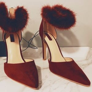 NWT Forever 21 Fur Trimmed Heels